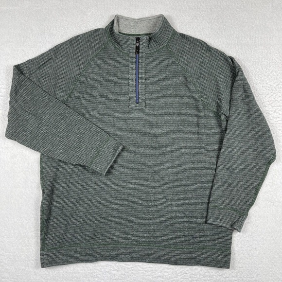 Tommy Bahama Sweater Mens XL Gray Green 1/4 Zip Pullover Preppy Casual Dad‎ - Picture 1 of 12